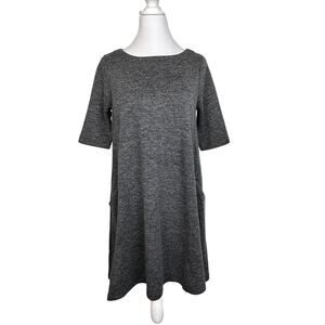 Adrienne Vittadini Swing Dress Womens Size S Gray Knit Loose Fit Career Classic